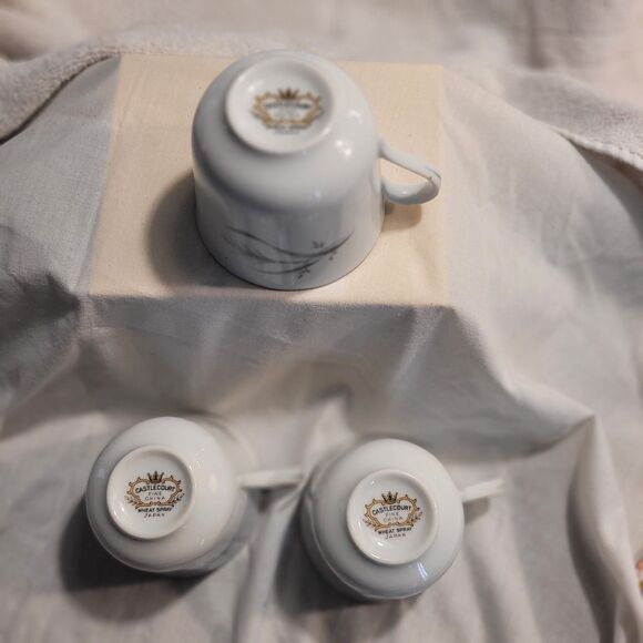 Castlecourt Fine China Wheat Spray Japan 3 Coffee/tea Cups - Picture 6 of 7